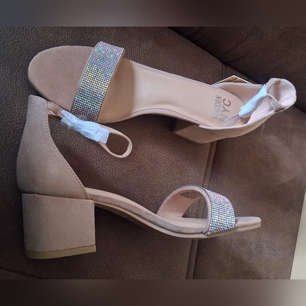 Madden NYC Illie City Blush Sandal With Aurora Borealis Rhinestones 8 1/2
